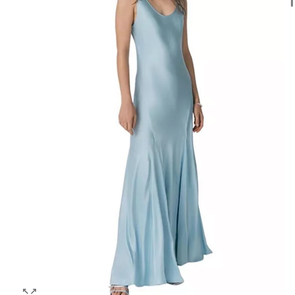 Light Blue Satin Maxi Slip Dress